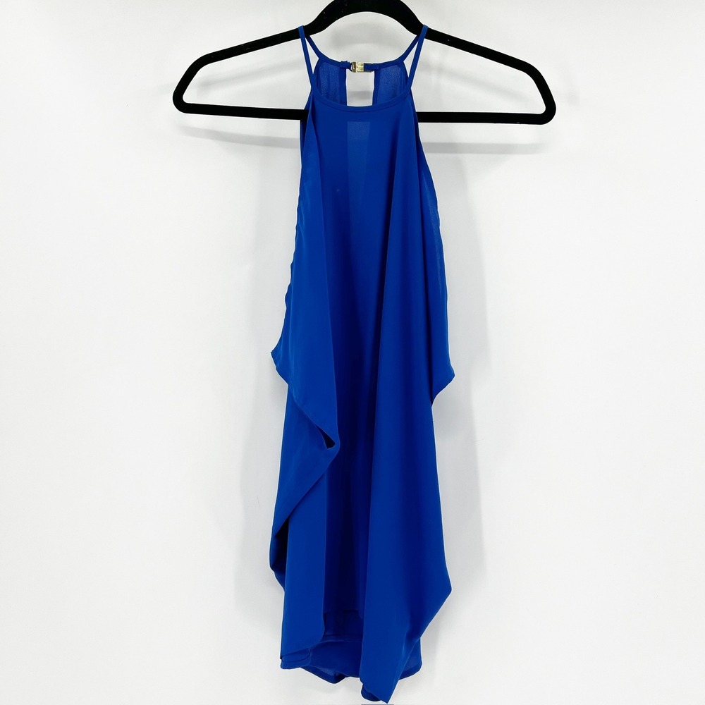 Express‎ Royal Blue Halter Neck Draped Open Back Tank Top Medium